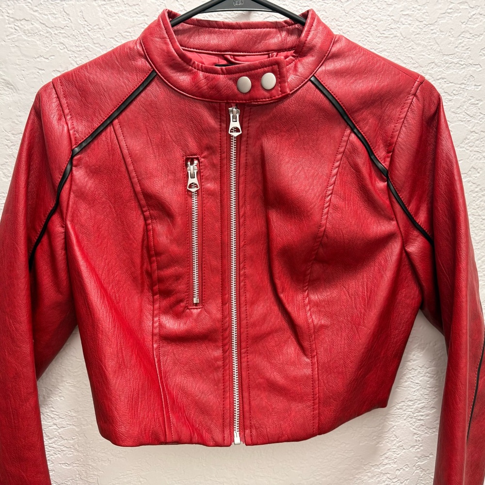 Forever 21 Red Leather Moto Jacket